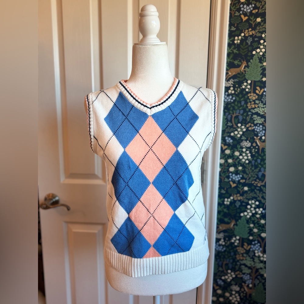 Izod Blue and Orange Argyle Sweater Vest